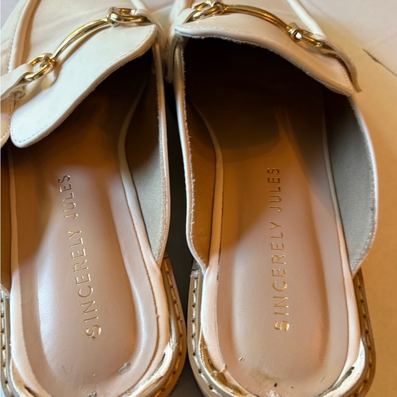 Sincerely Jules Cream slip on Mules with Gold Detail - Picture 4 of 6